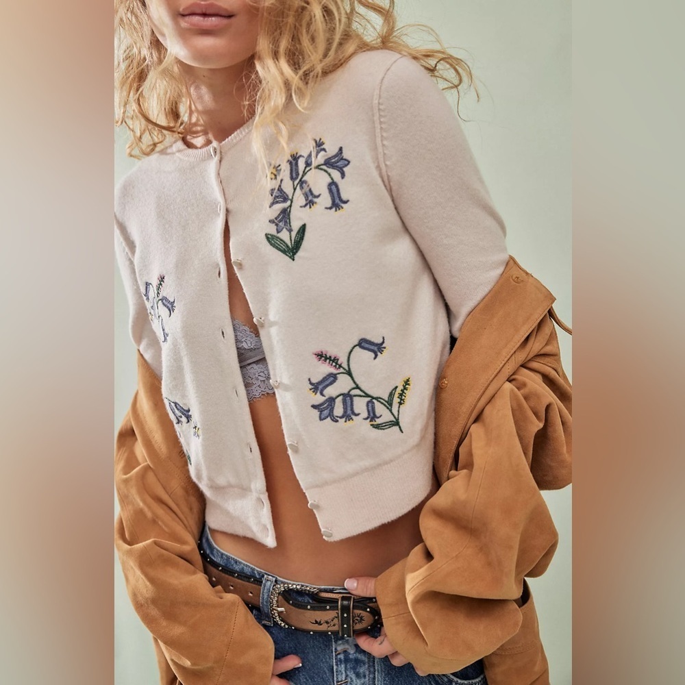Free people All Mine Embroidered Silk-Lined Cardi